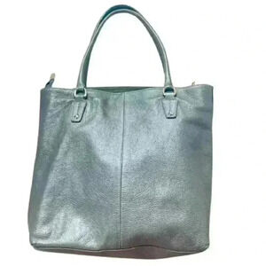 VERA PELLE GREY  PEBBLED LEATHER JUMBO BAG SHOULDER BAG
